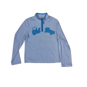 Old Navy Girls XL (14) Quarter Zip Fleece Pullover Blue White VTG Sweatshirt Y2K